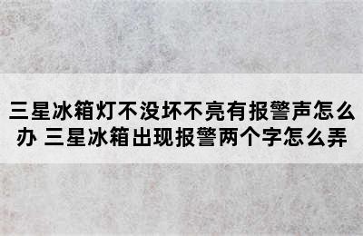 三星冰箱灯不没坏不亮有报警声怎么办 三星冰箱出现报警两个字怎么弄